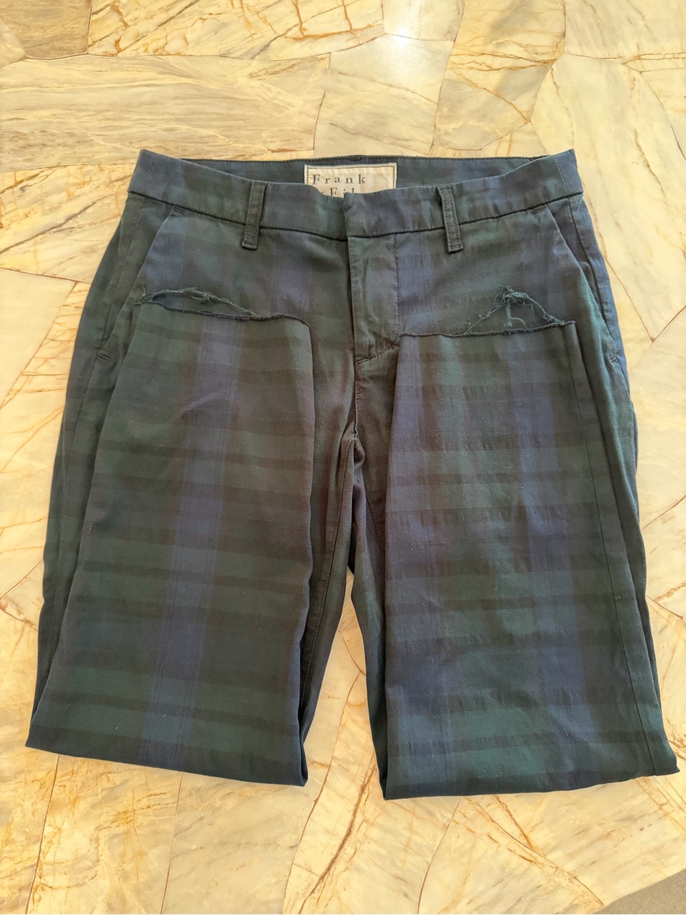 Frank & Eileen Black and Dark Green Plaid Shorts